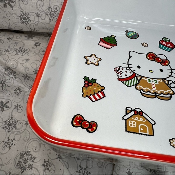 Sanrio Hello Kitty Christmas Sweet Treat Gingerbread Ceramic Baking Pan - 9"x9" - Picture 7 of 11